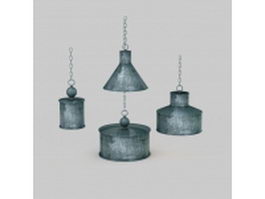 Vintage metal hanging lamps 3d preview