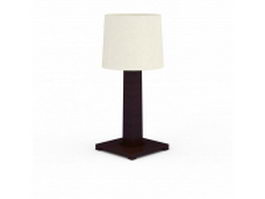 Wooden table lamp with white shade 3d model preview