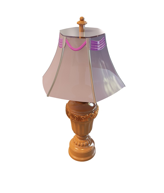 Carved wood table lamp 3d rendering