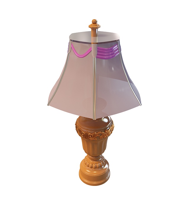 Carved wood table lamp 3d rendering