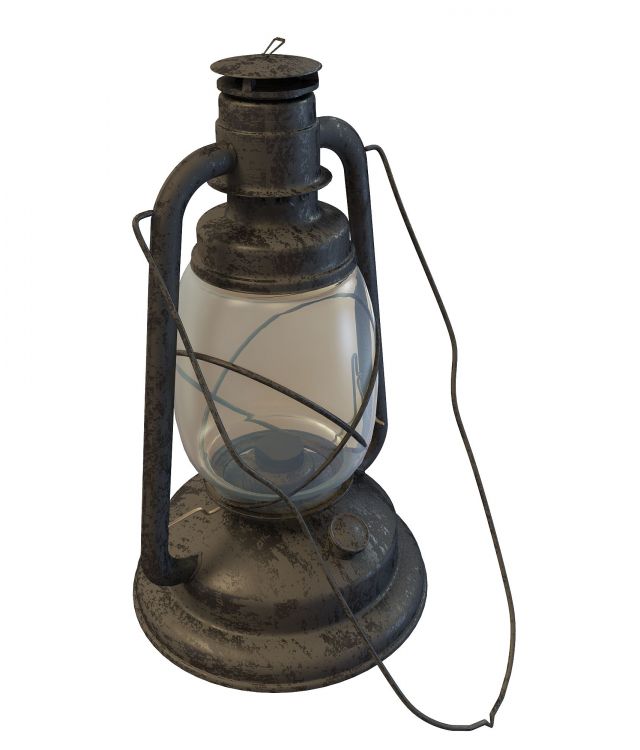 Antique oil lamp 3d rendering