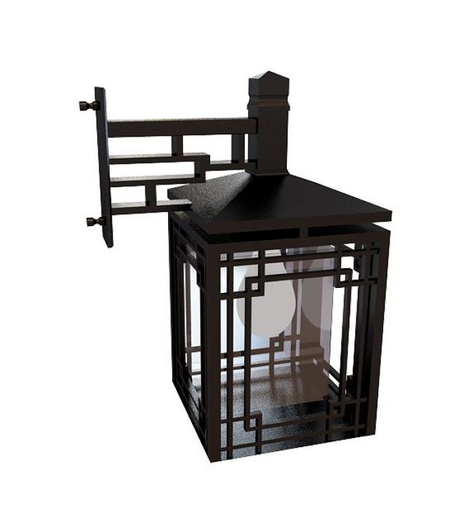 Outdoor wood lantern 3d rendering