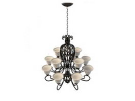 Neoclassical chandelier with shades 3d model preview