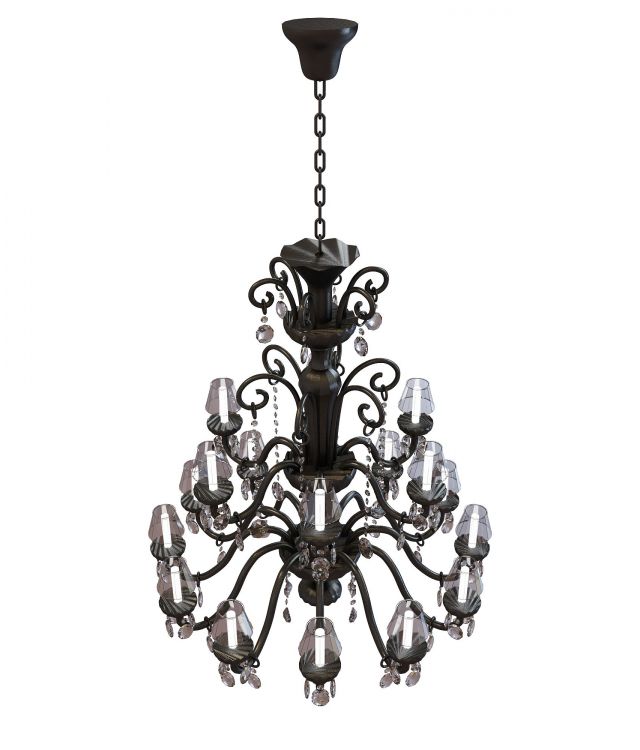 Candelabra chandelier with drop 3d rendering