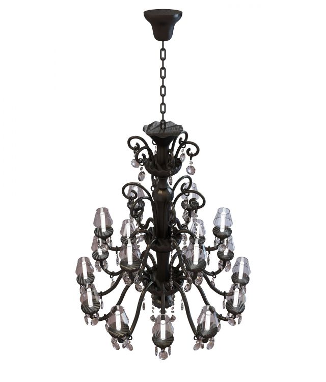 Candelabra chandelier with drop 3d rendering