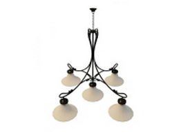 Rustic wrought iron 5 light chandelier 3d model preview