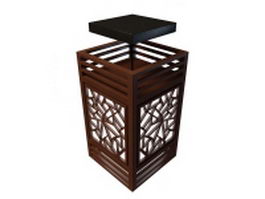 Chinese wood table lamp 3d model preview