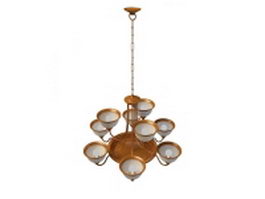 Brass pan chandelier with shades 3d preview