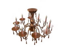 Antique chandelier with candles 3d model preview