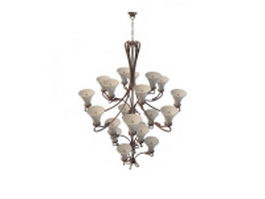 4 Tier chandelier with shades 3d model preview