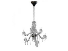 6 Arm chandelier with drop 3d model preview