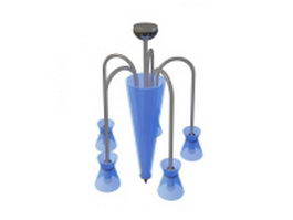 Blue glass chandelier 3d model preview
