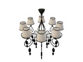 8 Arm chandelier with shades 3d model preview