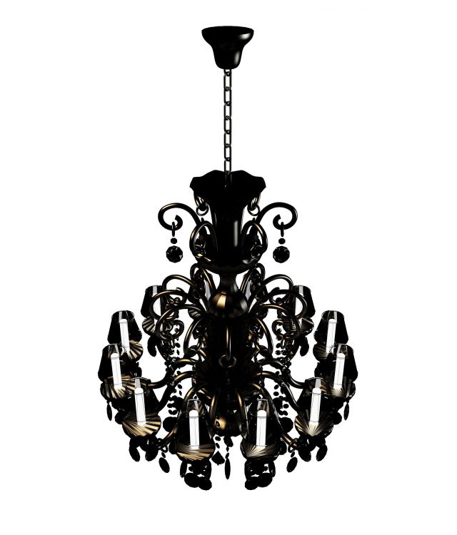 Antique bronze chandelier with candles 3d rendering