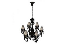 6 Light chandelier with shades 3d model preview