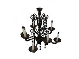 8-Light wrought iron chandelier 3d preview
