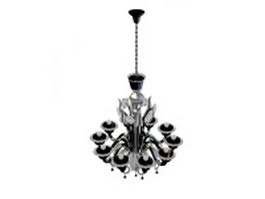 Black metal and crystal chandelier 3d model preview