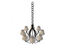 Chain chandelier with shades 3d model preview