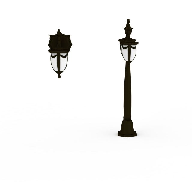 Wrought iron street lamp and wall lamp 3d model 3ds max