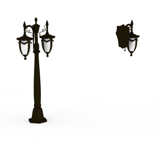 Wrought iron street lamp and wall lamp 3d model 3ds max