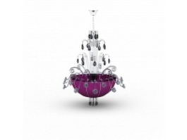 Crystal chandelier with purple pan 3d model preview