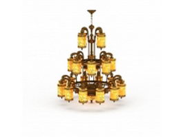 3 Tier tower antique chandelier 3d model preview