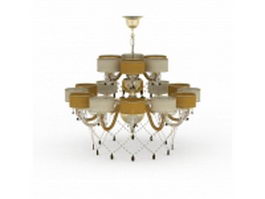 Modern metal chandelier with drops 3d model preview