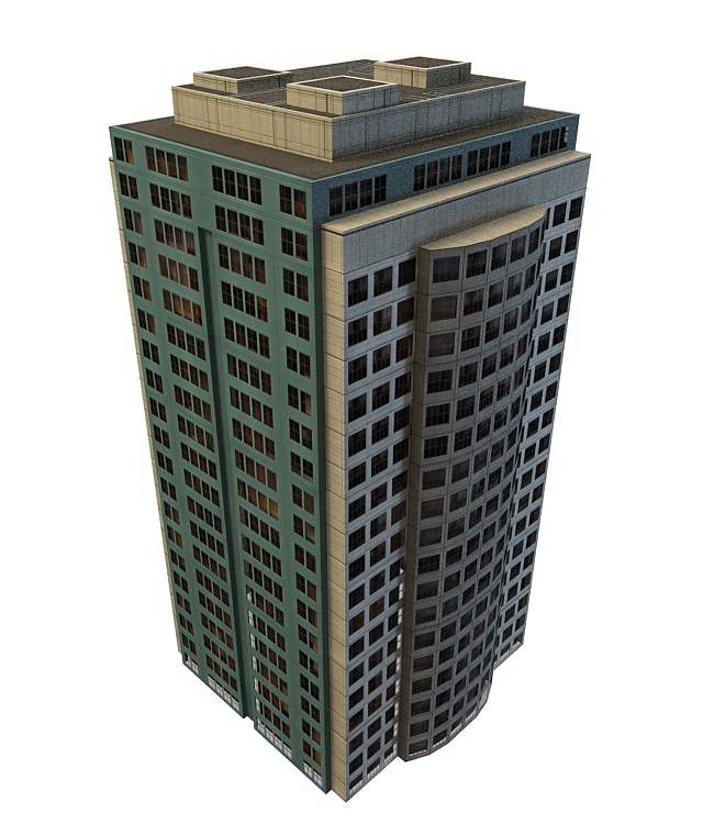 Tall modern office building 3d rendering