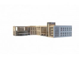 Z shaped office building 3d model preview