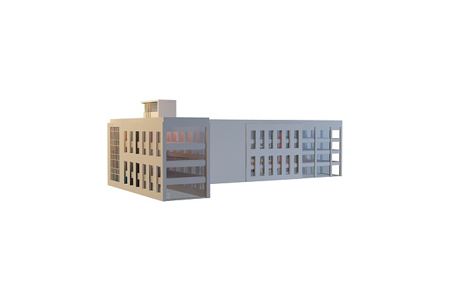 Z shaped office building 3d rendering