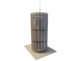 Cylindrical office building architecture 3d model preview