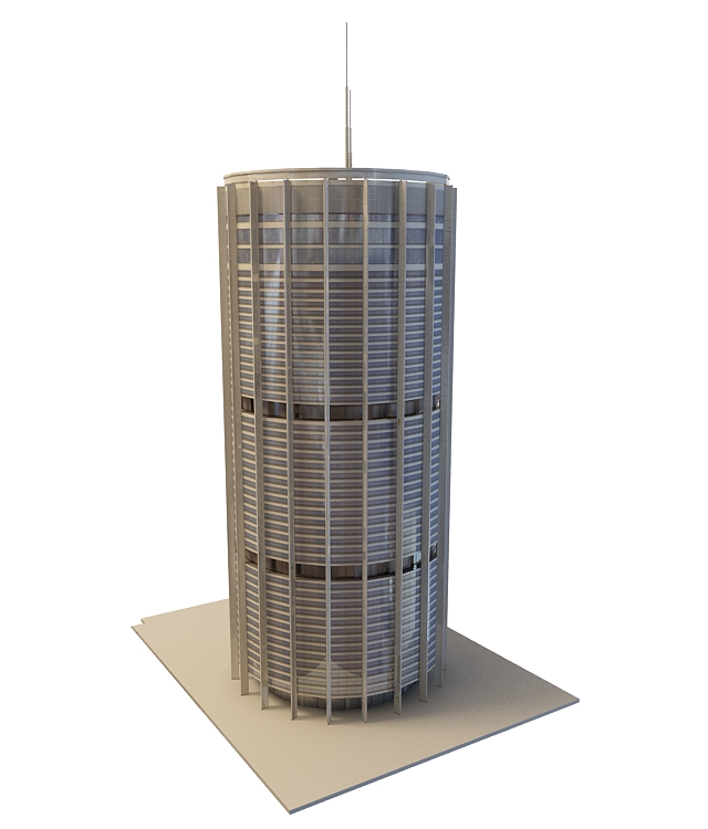 Cylindrical office building architecture 3d rendering