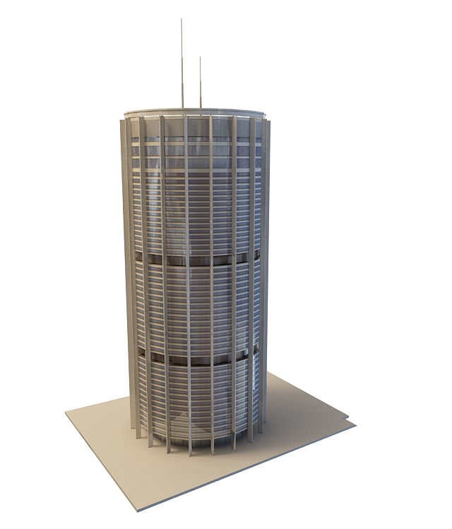 Cylindrical office building architecture 3d rendering