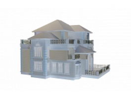 Villa building 3d model preview