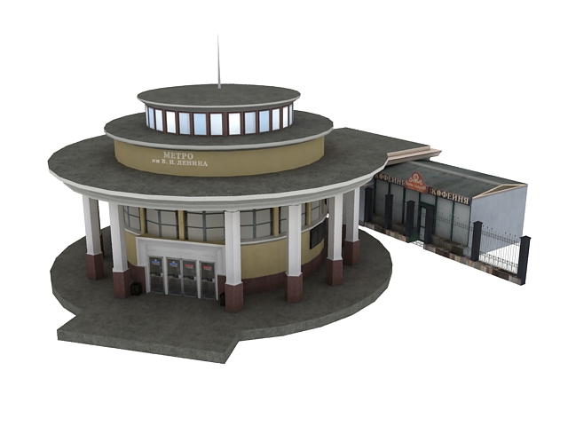 Metro station building 3d rendering