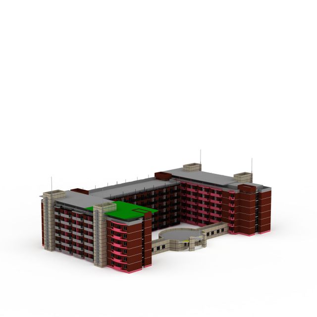 U shaped apartment buildings 3d rendering