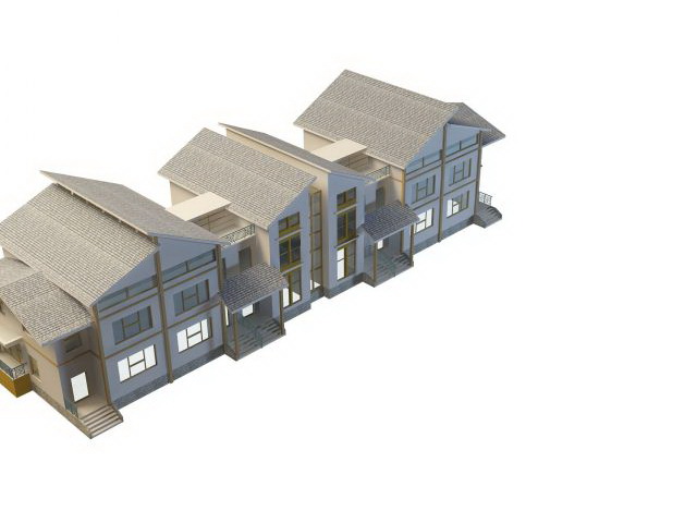 Townhouse architecture 3d rendering