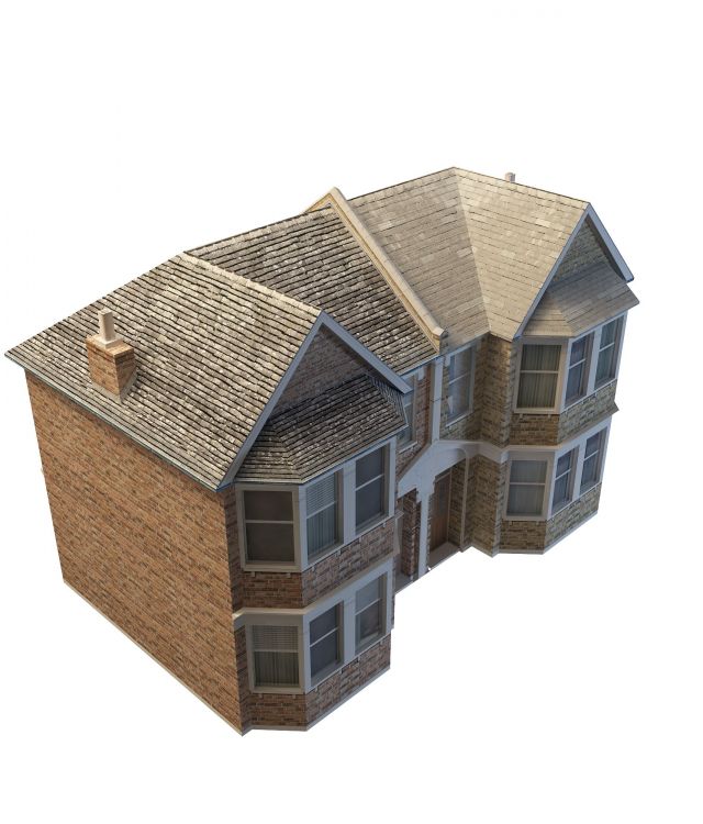 Double storey terrace House 3d rendering