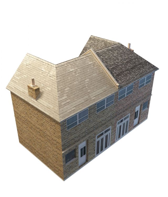 Double storey terrace House 3d rendering