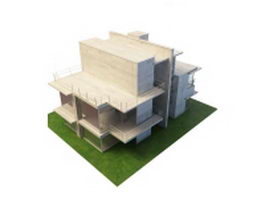 Concrete villa architecture 3d model preview