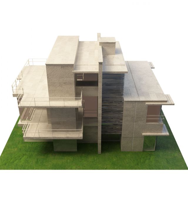 Concrete villa architecture 3d rendering