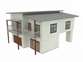 Semi detached stilt bungalow 3d model preview