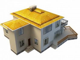 Two storey villa 3d model preview