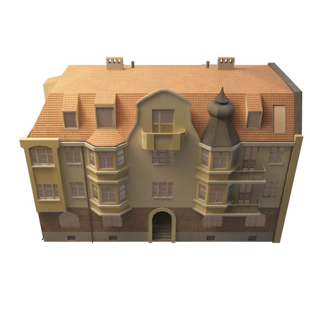 Terraced house 3d rendering
