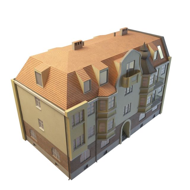 Terraced house 3d rendering