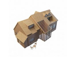 Rural residential house 3d model preview
