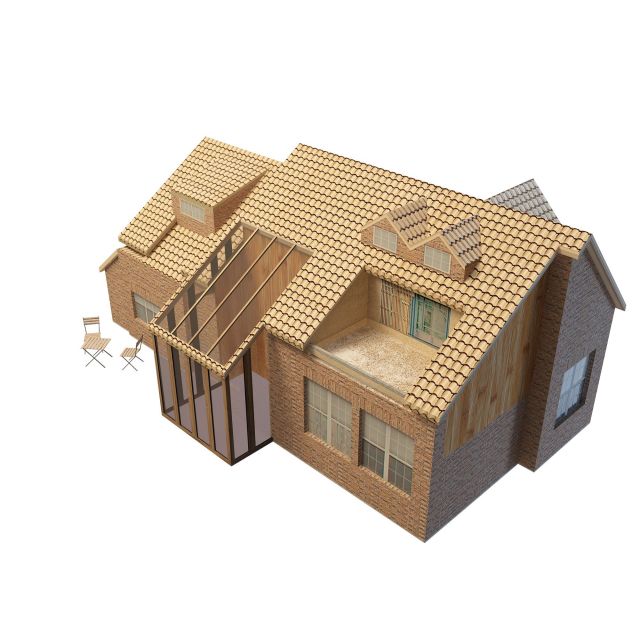 Rural residential house 3d rendering
