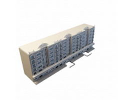 Apartment block architecture 3d model preview
