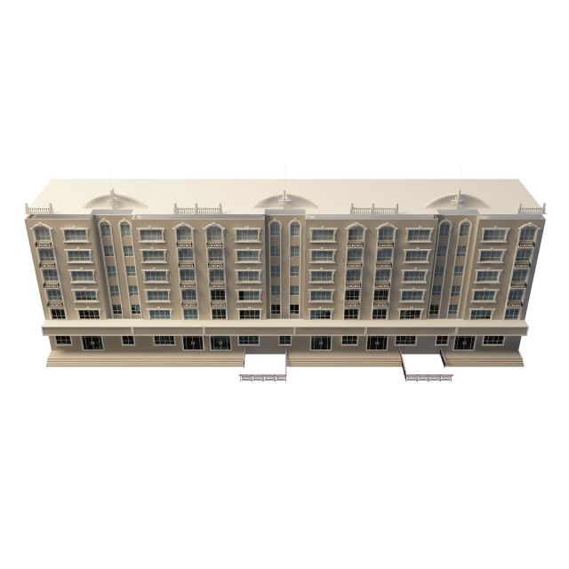 Apartment block architecture 3d rendering