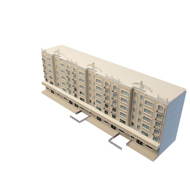 Apartment block architecture 3d rendering